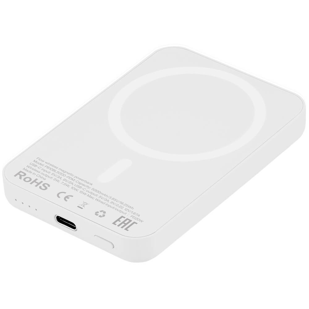 PB10WH5000-PDM Внешний аккум. uBear Flow Magnetic Power bank 5000mAh, PD20W, цвет: белый